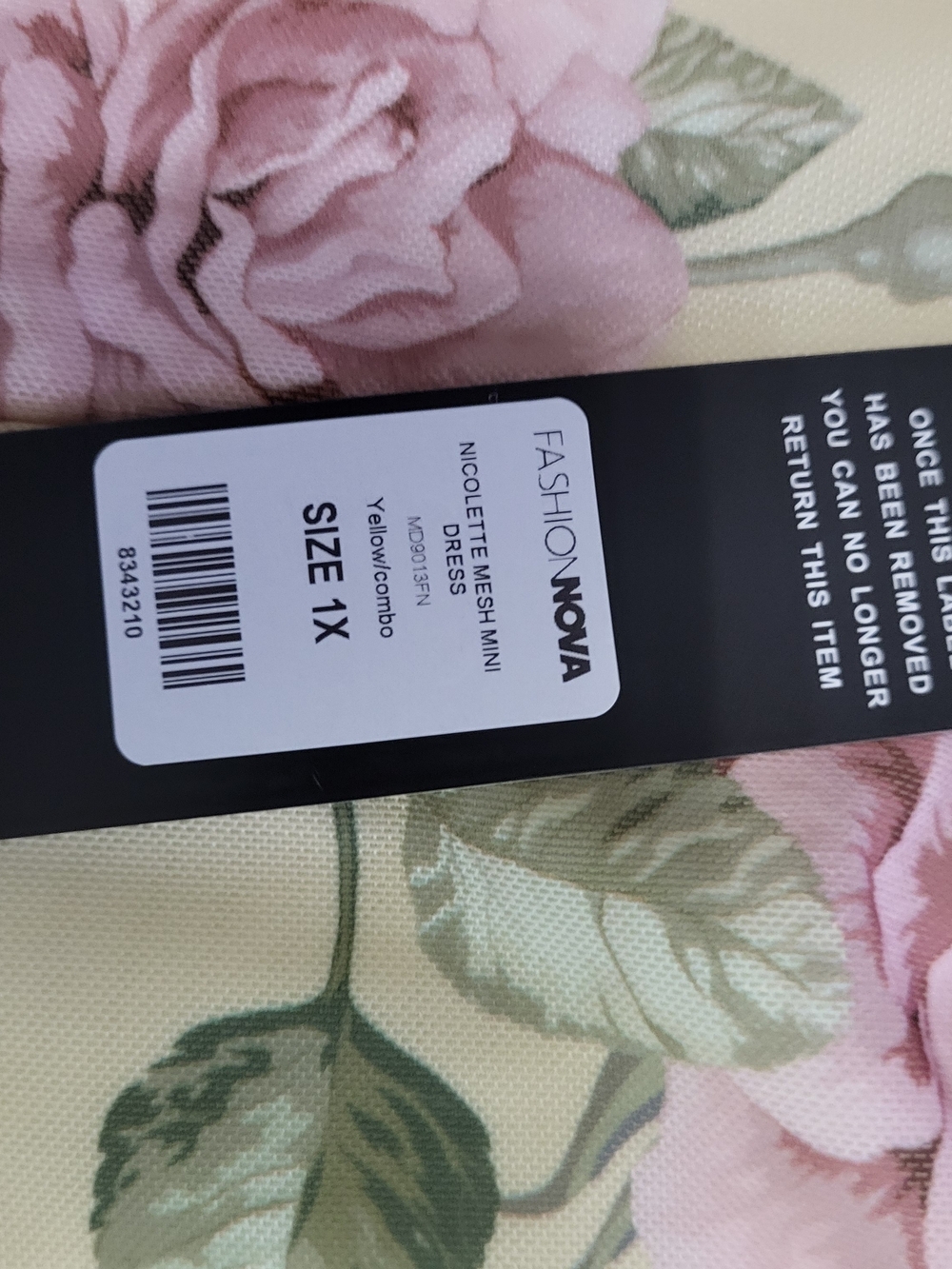 Nwt Fashion Nova Yellow Floral Mini Dress with Pink Roses 1x - Picture 3 of 5